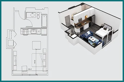 Floor plan Studio / One Bath / s2