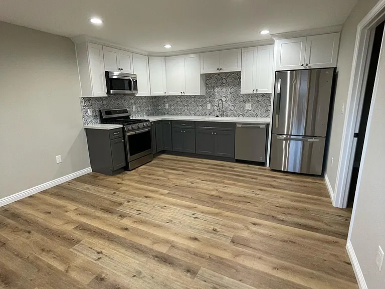 Kitchen from living area POV.