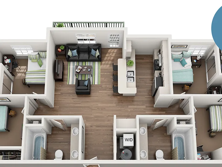 D2: 4 Bed 2 Bath - $180 D2: 4 Bed 2 Bath - $180
