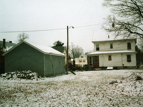 back of house and garage.