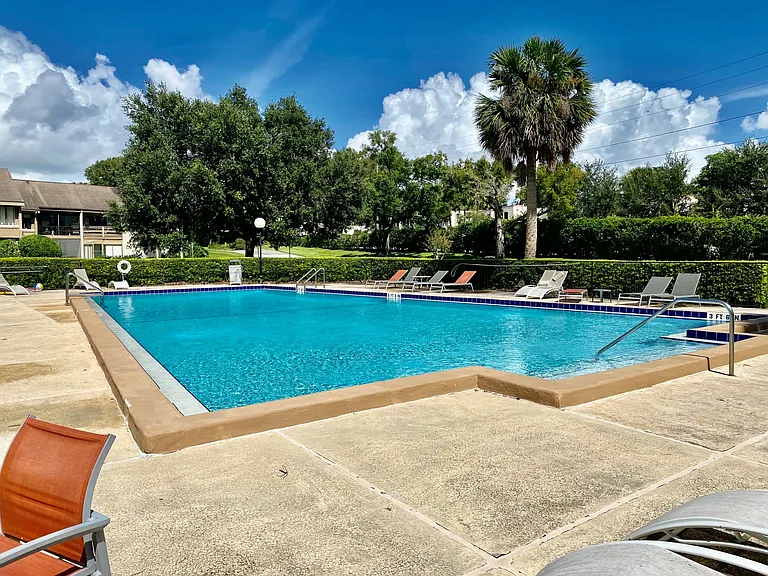 Large pool with access to bathrooms.