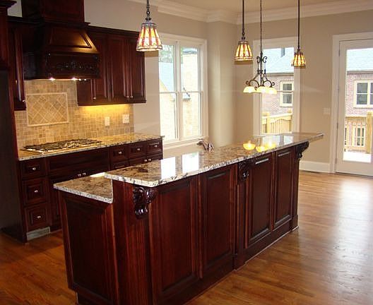 Kitchen overlooks family room for an open floor plan