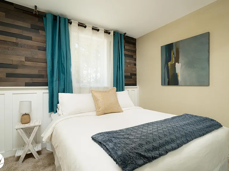 Cozy bedroom with memory foam queen mattress
