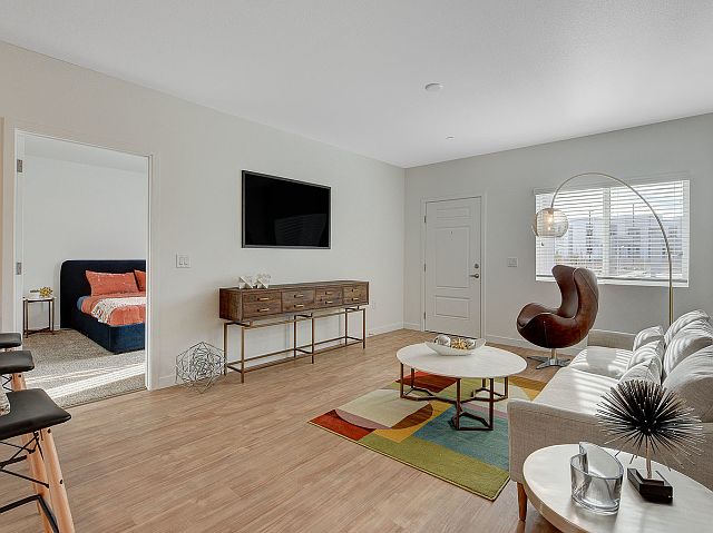 Spacious living room in 2 bedroom model home
