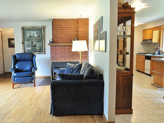 Living room to the left, kitchen to the right