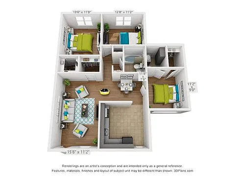 Floor plan 3 bed/2 bath flat