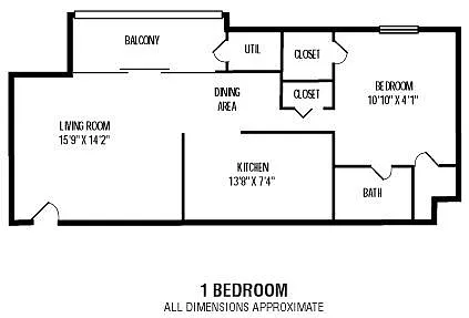 Floor plan 1 Bed 1 Bath