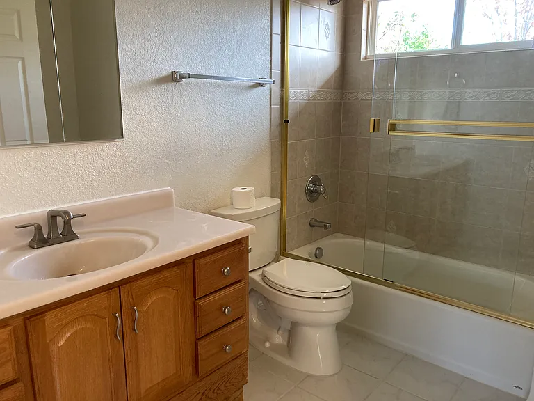 One of two full bathrooms
