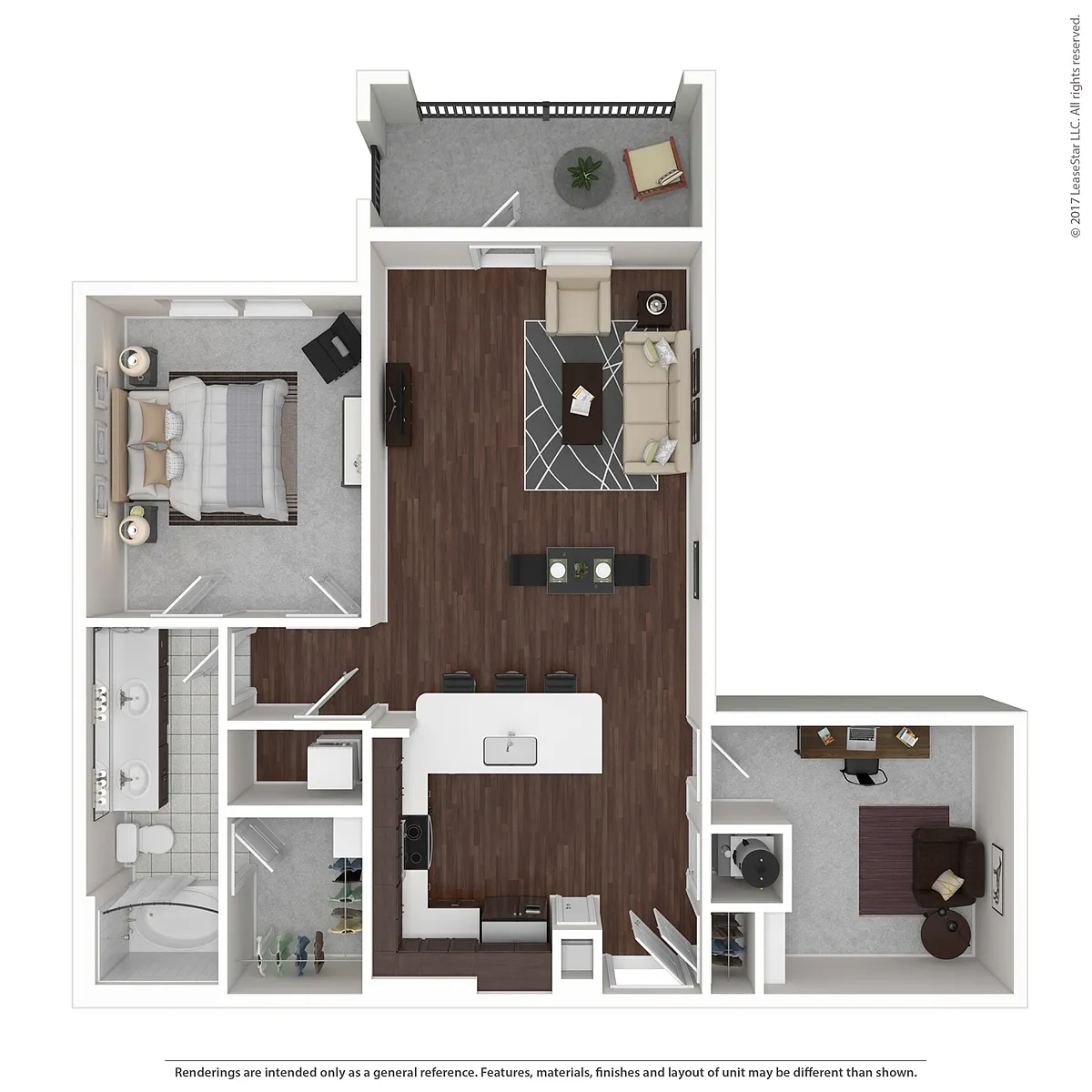 Floor plan 1x1 w/study