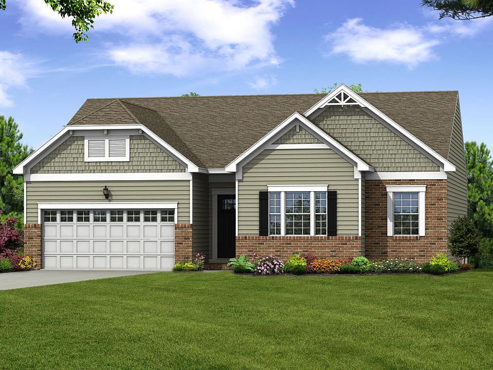 Elevation E Opt Carolina Inspired Partial Brick Front Garage Door