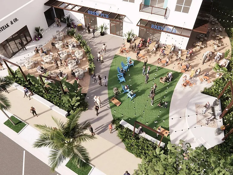 Ariel view of outdoor courtyard