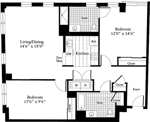 Floor plan 2 Bedrooms W