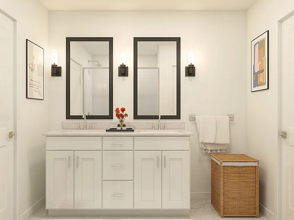Primary bath with dual vanities