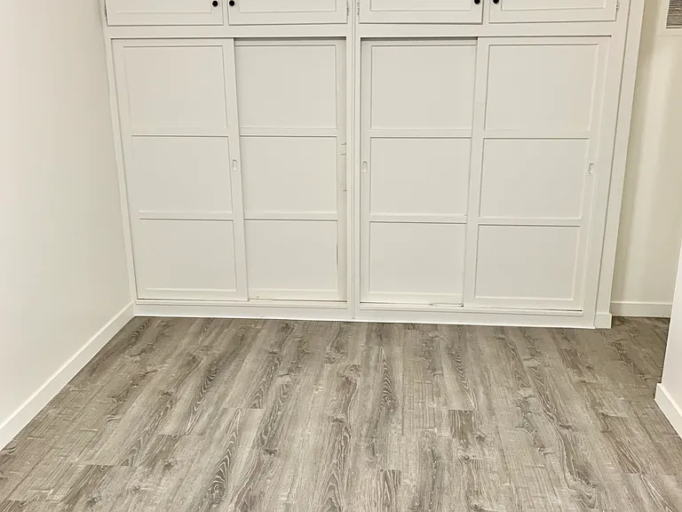 spacious bedroom closet and built-in cabinets