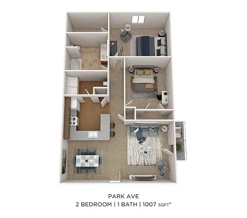 Floor plan Two Bedroom-1007 Sqft