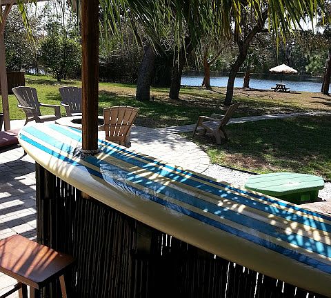 in bar looking out back