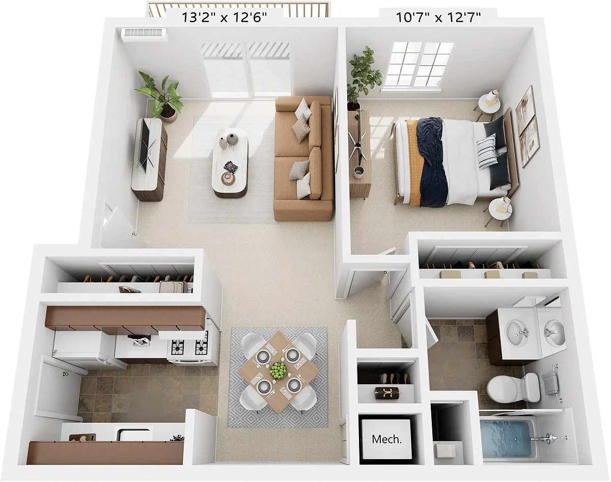 Floor plan One Bedroom - Expanded