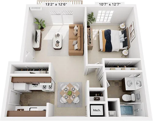 Floor plan One Bedroom - Expanded