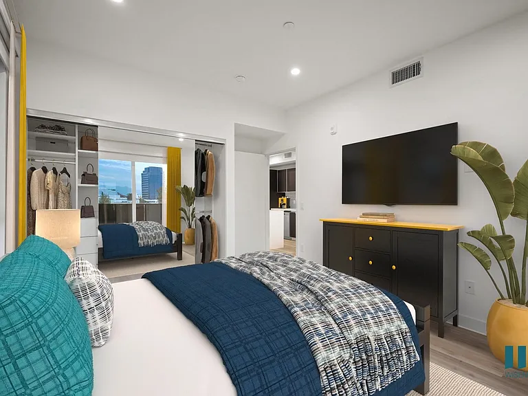 Bedroom with a Mirrored Closet with Built-In shelving and Drawers - Redwood Floor Plan
