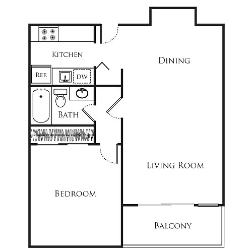 Floor plan 1 Bedroom Large