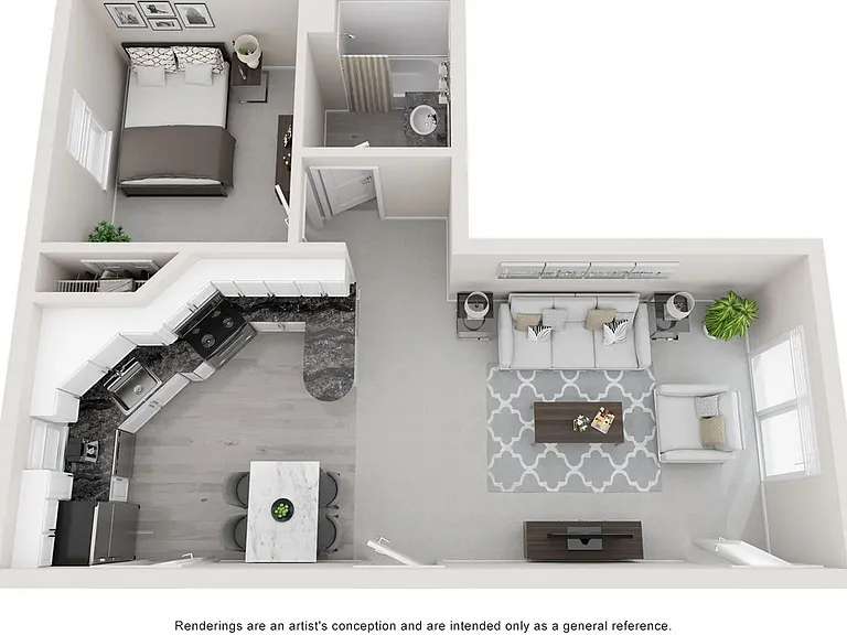 A 3D floor plan rendering of The Peak.