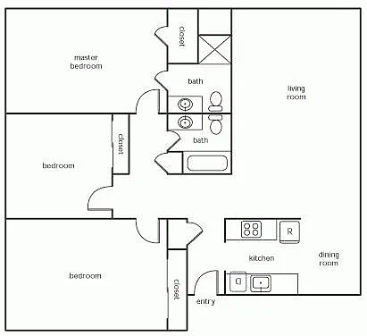 Floor plan 3 Bed 2 Bath