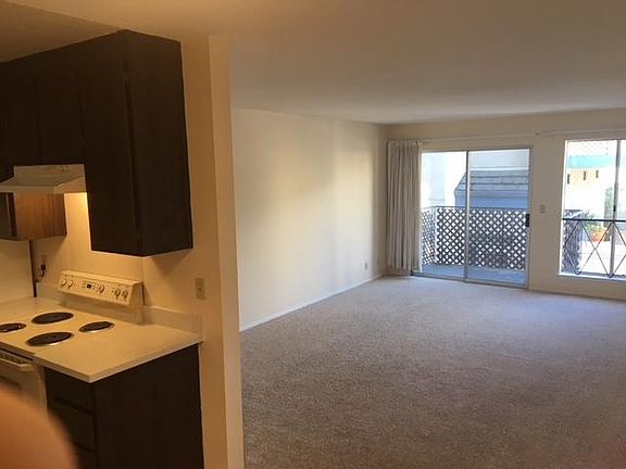 Kitchen and living room.