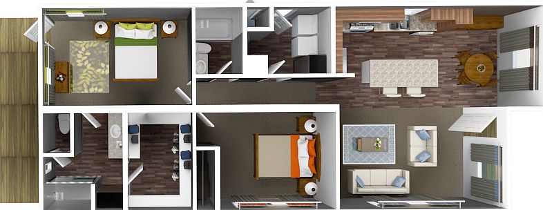 1222 SqFt 2Bed 2Bath