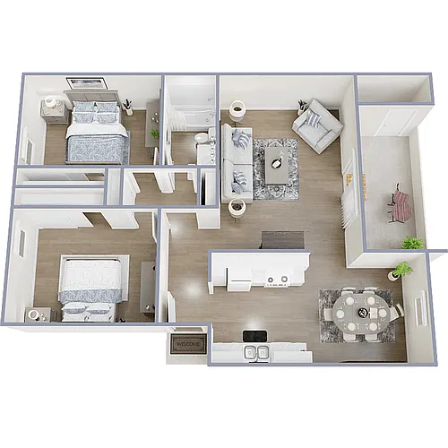 Floor plan Two Bedroom One Bathroom