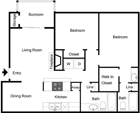 Floor plan 2 Bedroom 2 Bath