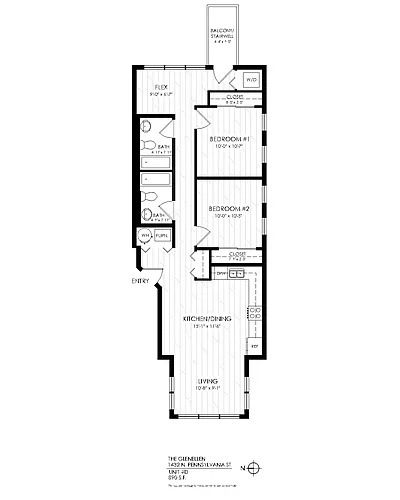Floor plan 2 Bedroom 2 Bathroom