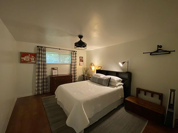 Queen size bed. Walk in closet, desk, dressers.
