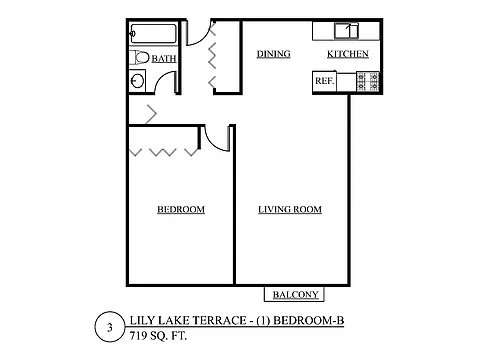 Floor plan One Bedroom B