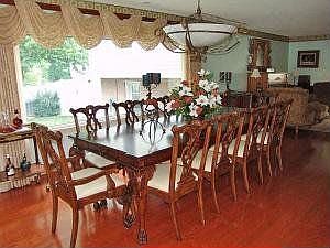 dining room with 13 foot picture window