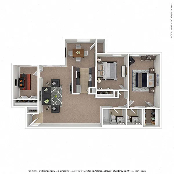 Floor plan 2 BEDROOM/DEN (2D)