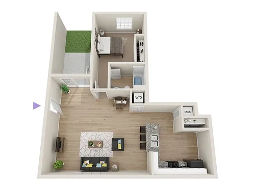Floor plan 1 Bedroom / 1 Bathroom (A3)