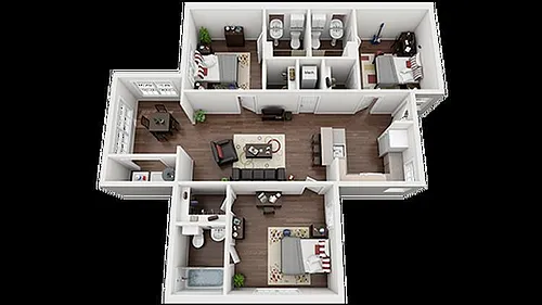 Floor plan 3 Bed 3 bath - Price Per Bed