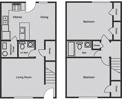 Floor plan Two Bedroom Luxury Townhouse with Loft