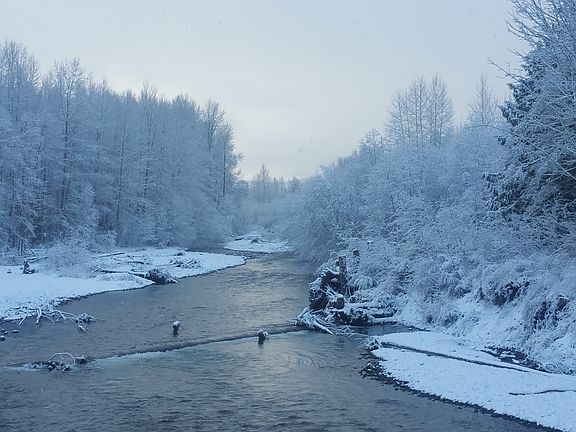 River below railroad bridge