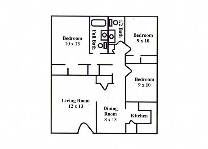 Floor plan Three Bedroom Standard
