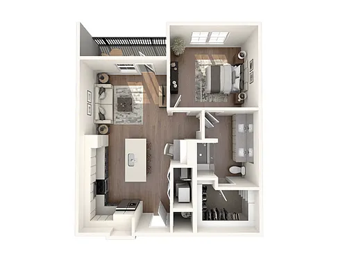 Floor plan 1 Bed, 1 Bath B (140% Income Restricted)