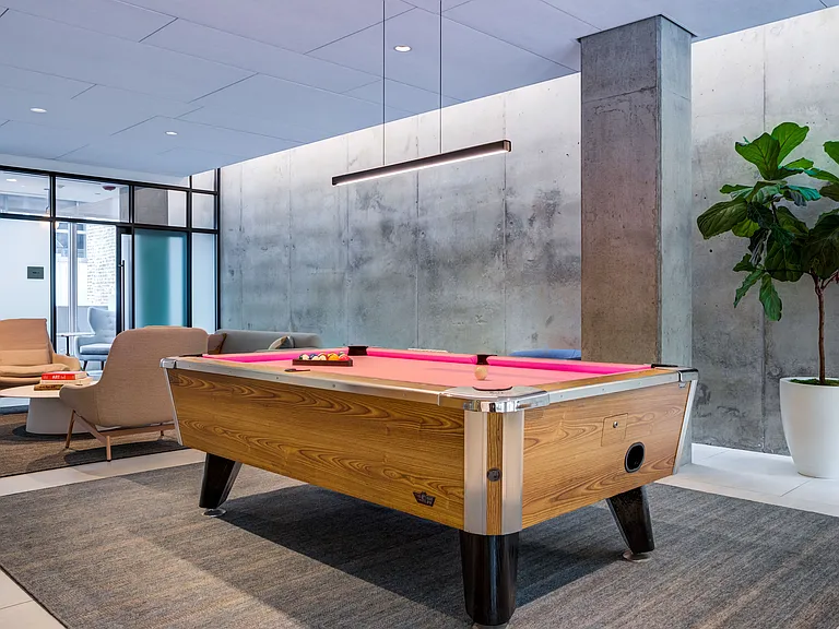 Kick back and play a round_this game room brings the fun in style.