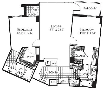 Floor plan 2 Bedroom- 1120