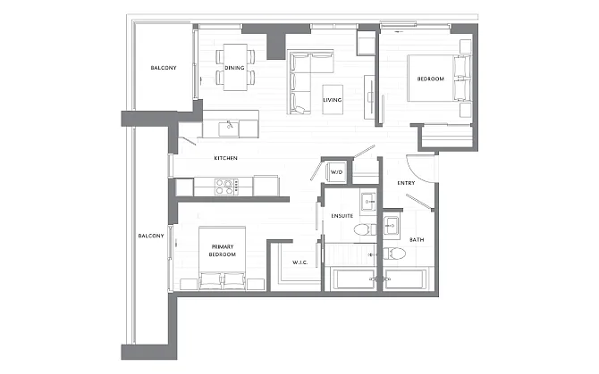 Floor plan 2 Bedroom 2 Bath B14