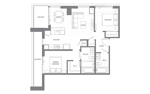 Floor plan 2 Bedroom 2 Bath B14
