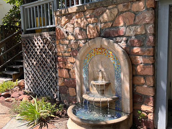 working custom water feature in back yard
