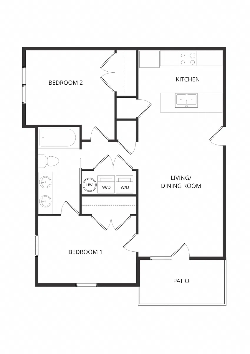 Floor plan Two Bedroom x One Bathroom