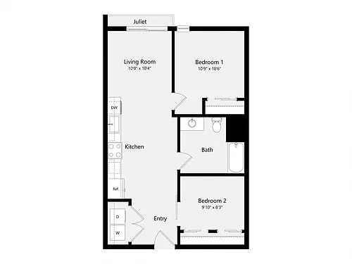 Floor plan Urban Two Bedroom C01BA
