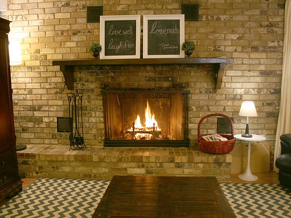 wood-burning fireplace