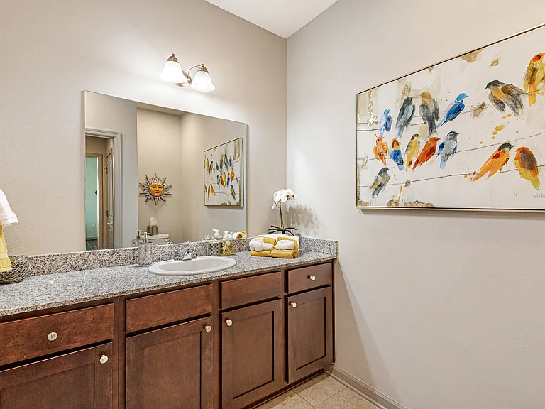 Bathroom with wide sink countertop